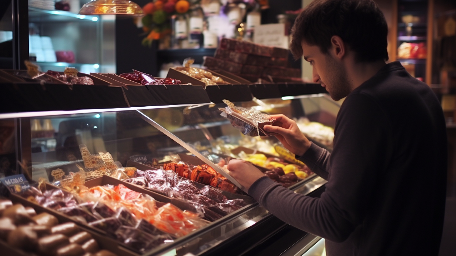 Person buying chocolate in Medellin, Colombia