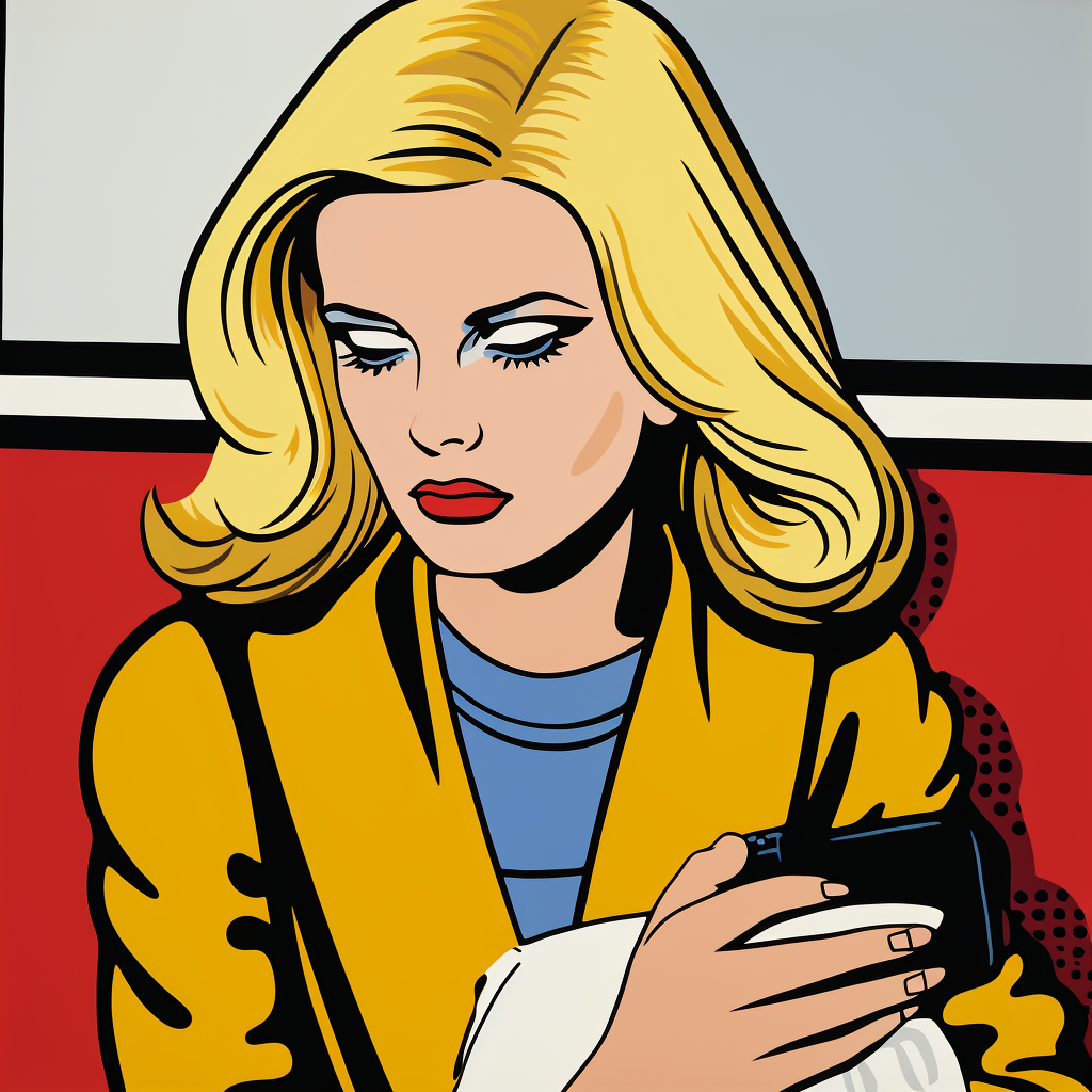 Media addicted person Roy Lichtenstein style