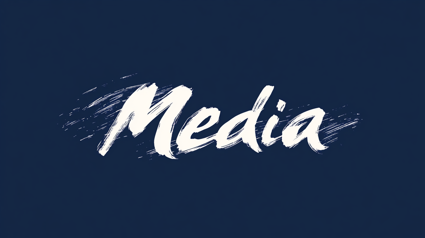 Bold white script media logo