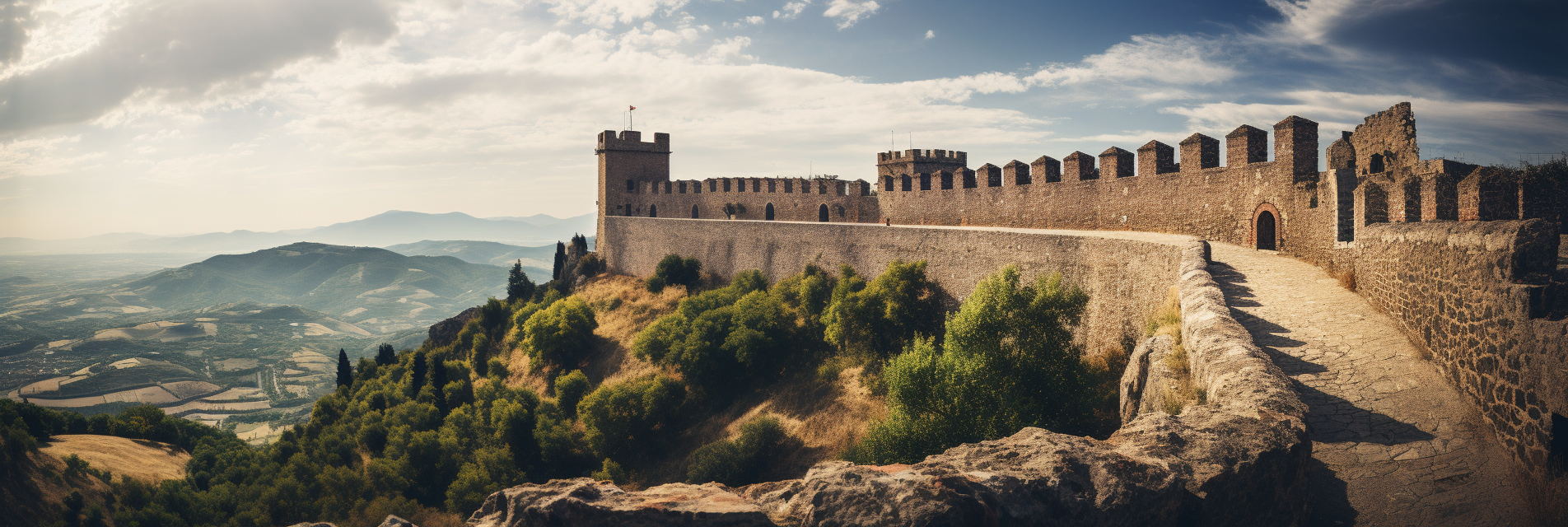 View of Mediaeval Italian Hilltop Fort