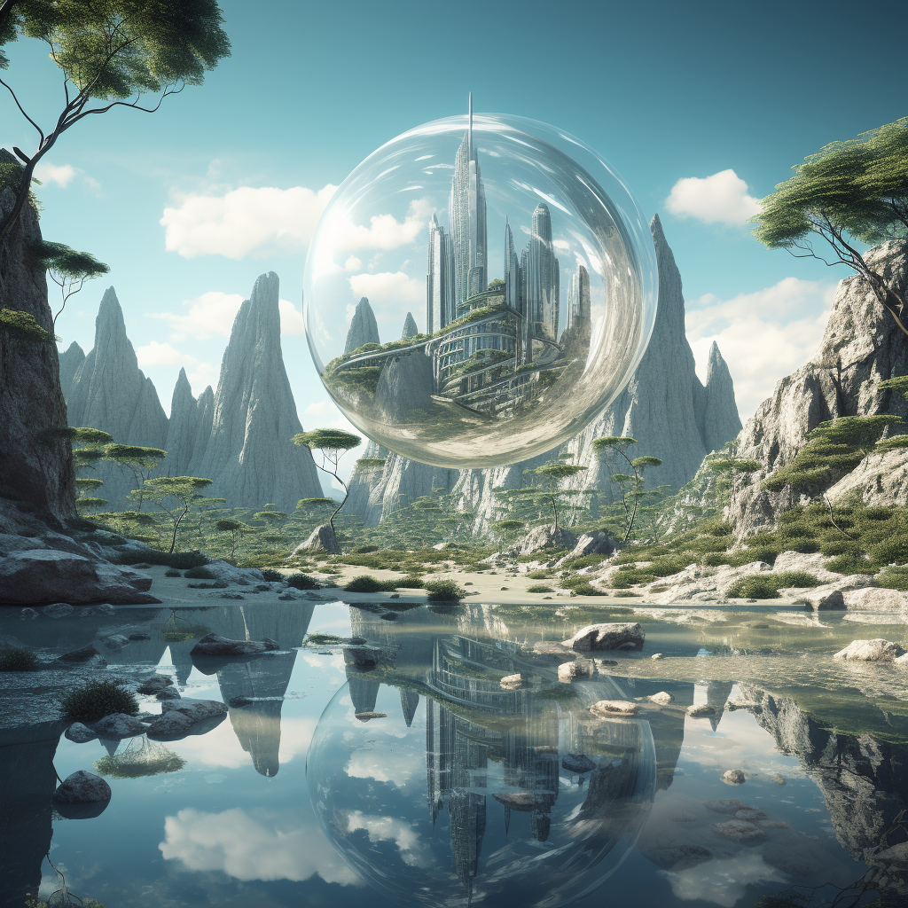 Futuristic mediation landscape image