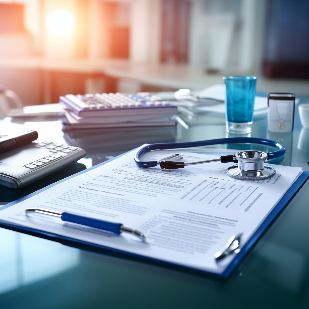 Medical information document on office desk