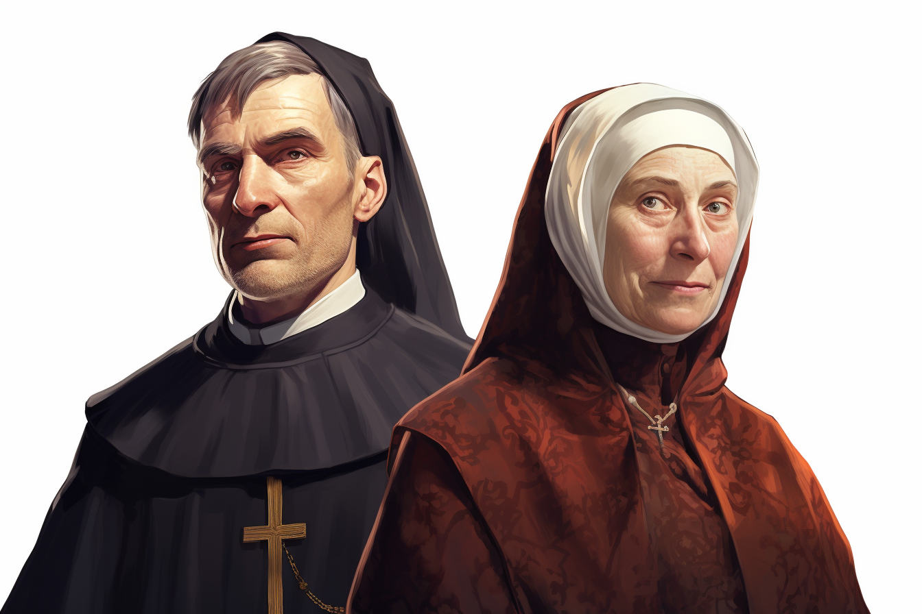 Medieval Abbott and Abbess Portrait