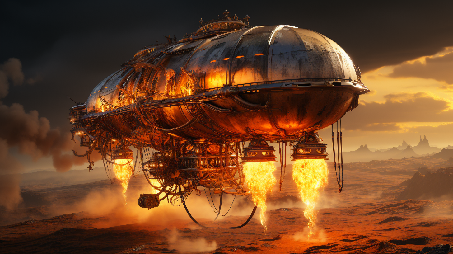 Medieval Airship War Destroyed Smoke Mars