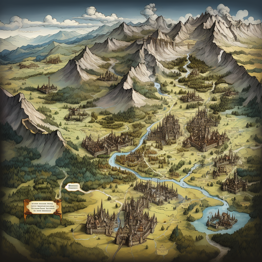 Detailed medieval battle map valley