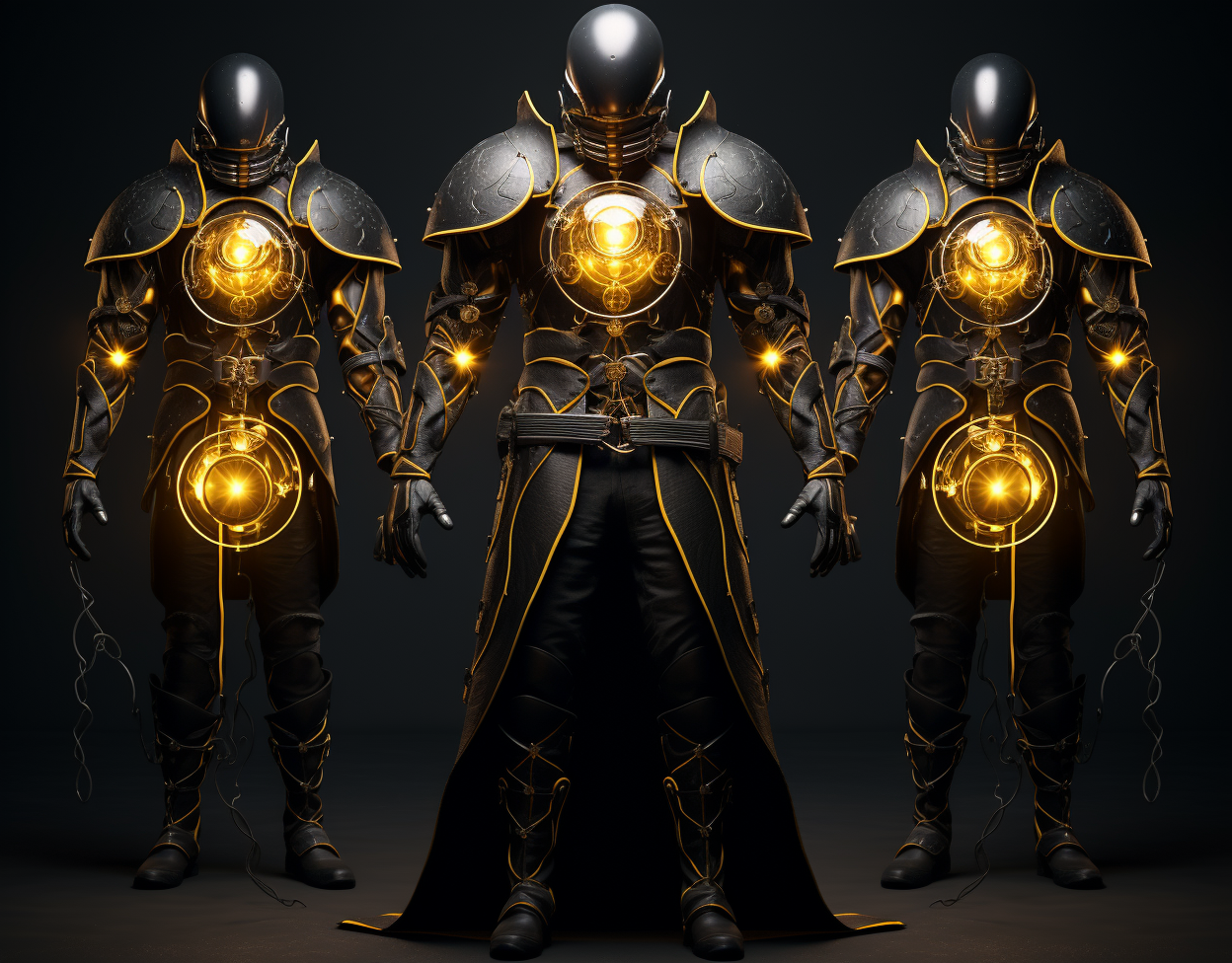 Fantasy illustration of magical armor with orbs