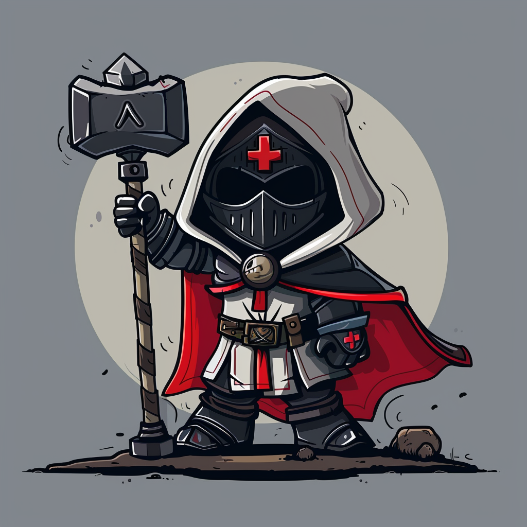 Medieval cleric with mace on battlefield