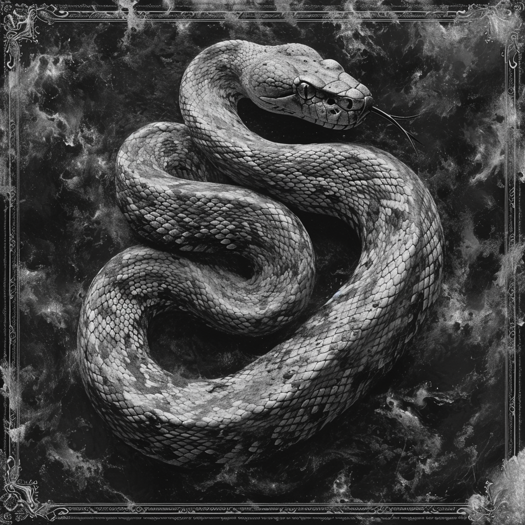 Snake in Medieval Etching Style