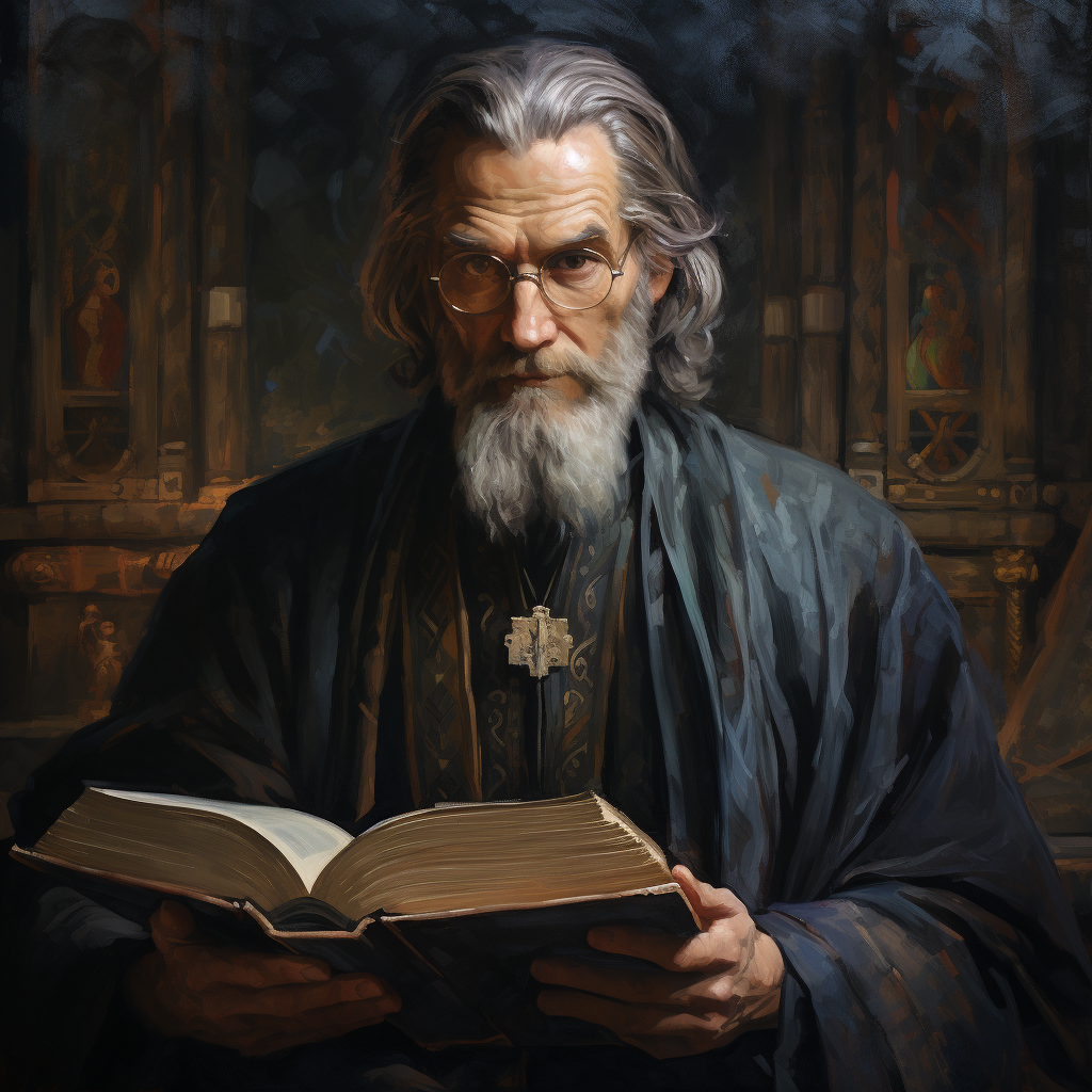 Medieval Fantasy Man Historian with Books