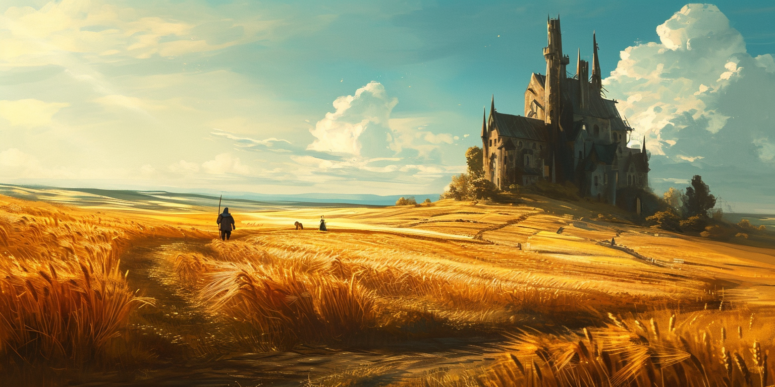 Golden Wheat Fields on Medieval Farmland