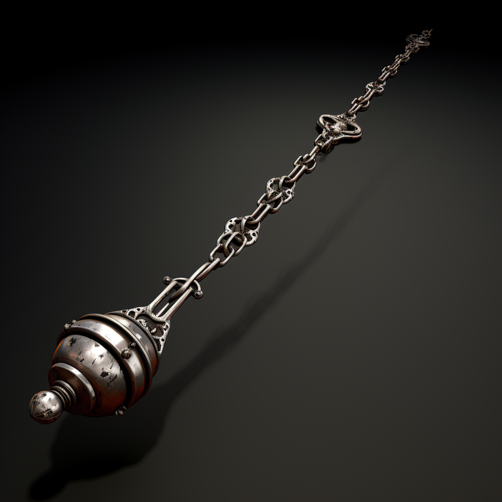 Photorealistic medieval flail in dynamic position