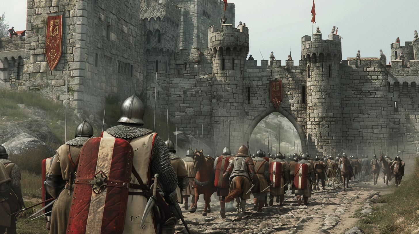 Soldiers Exiting Medieval Castle