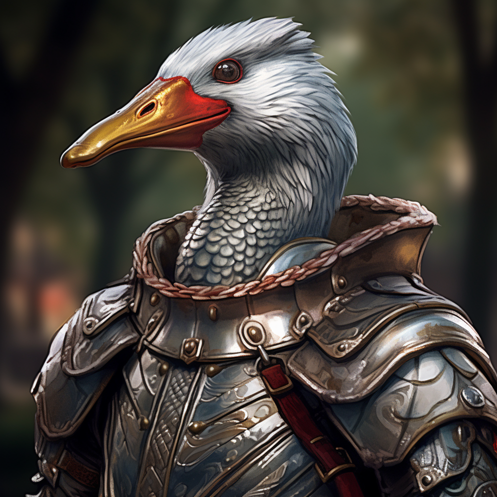 Goose in Medieval Armor Looking Triumphant