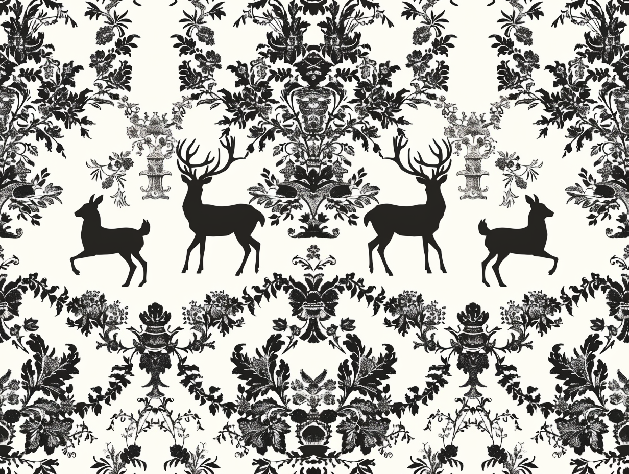 Hunting Dogs Deer Wallpaper Print