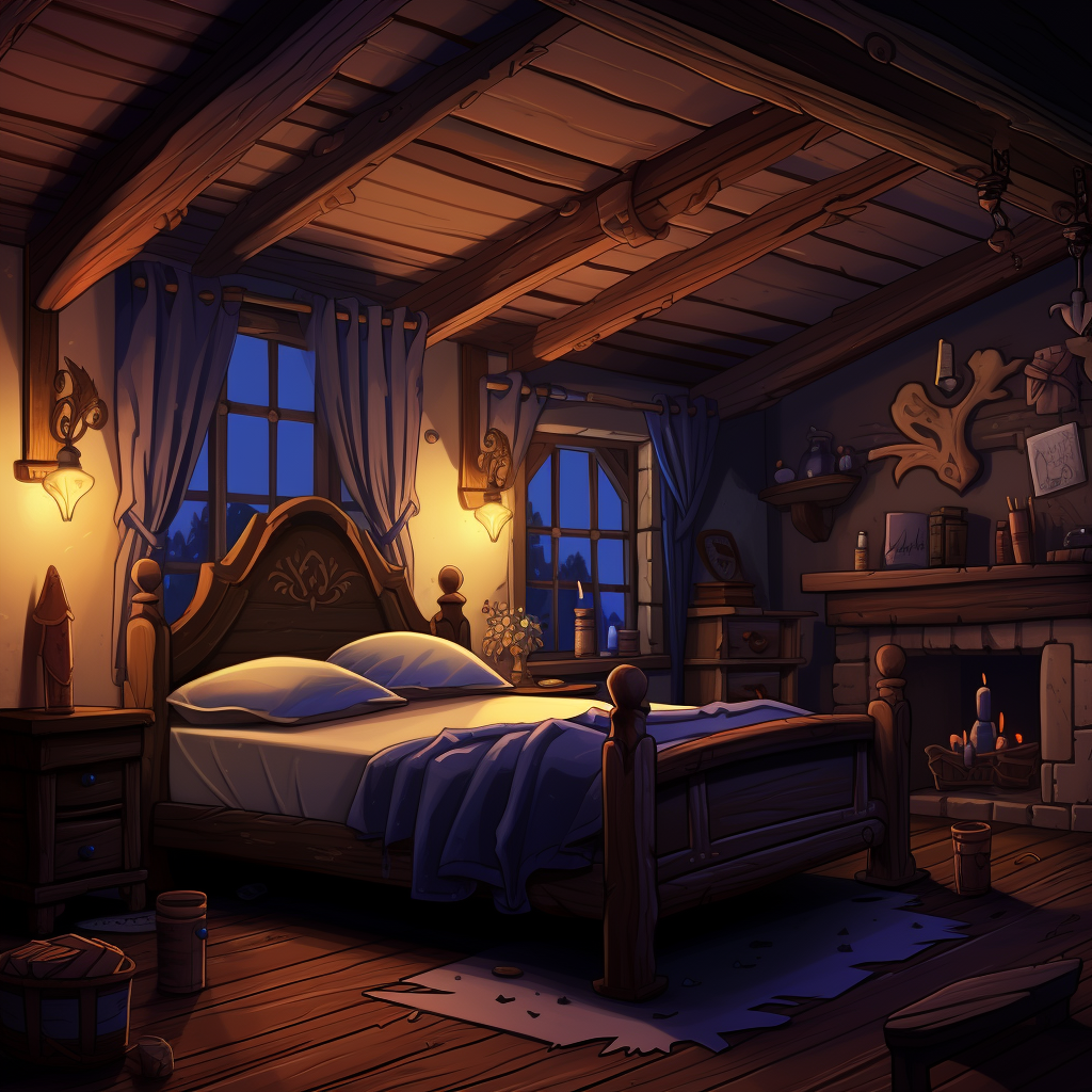 Medieval Inn Bedroom Interior Image