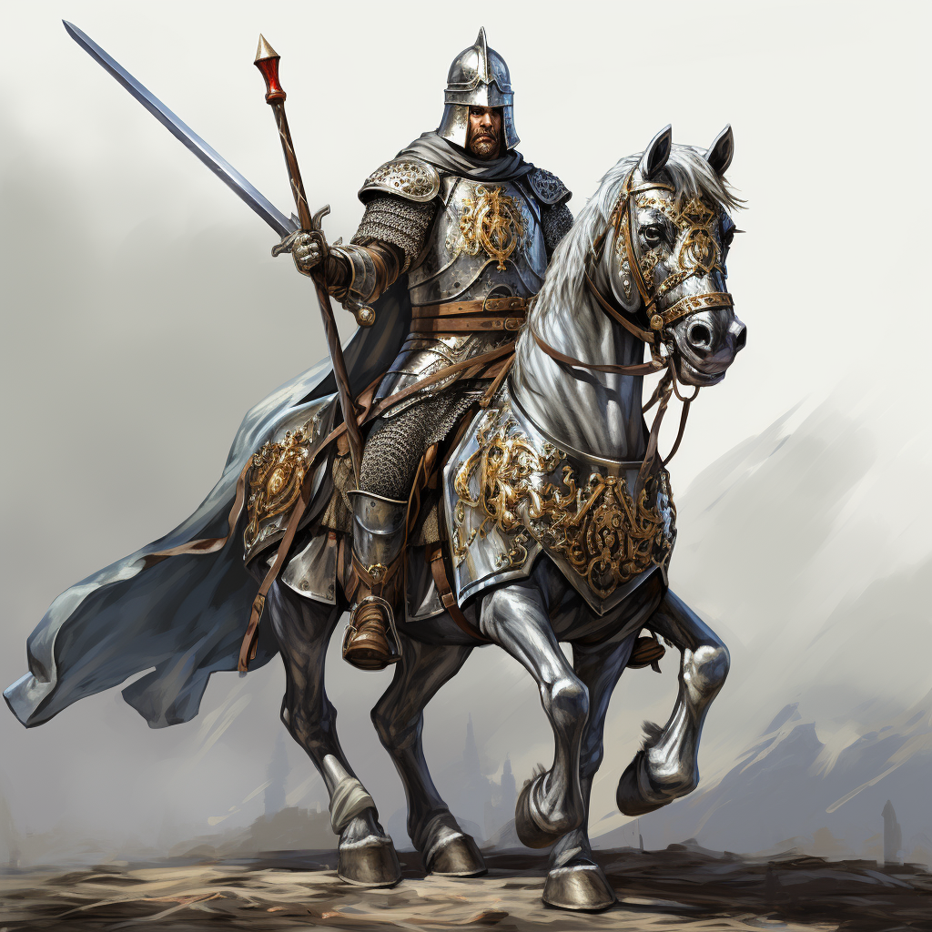 Medieval knight plate armor horse lance