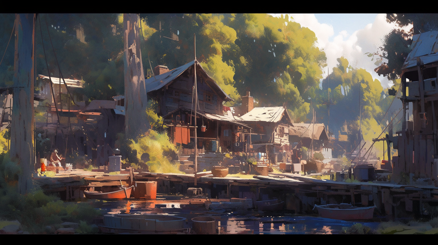 Medieval Logging Town Concept Art