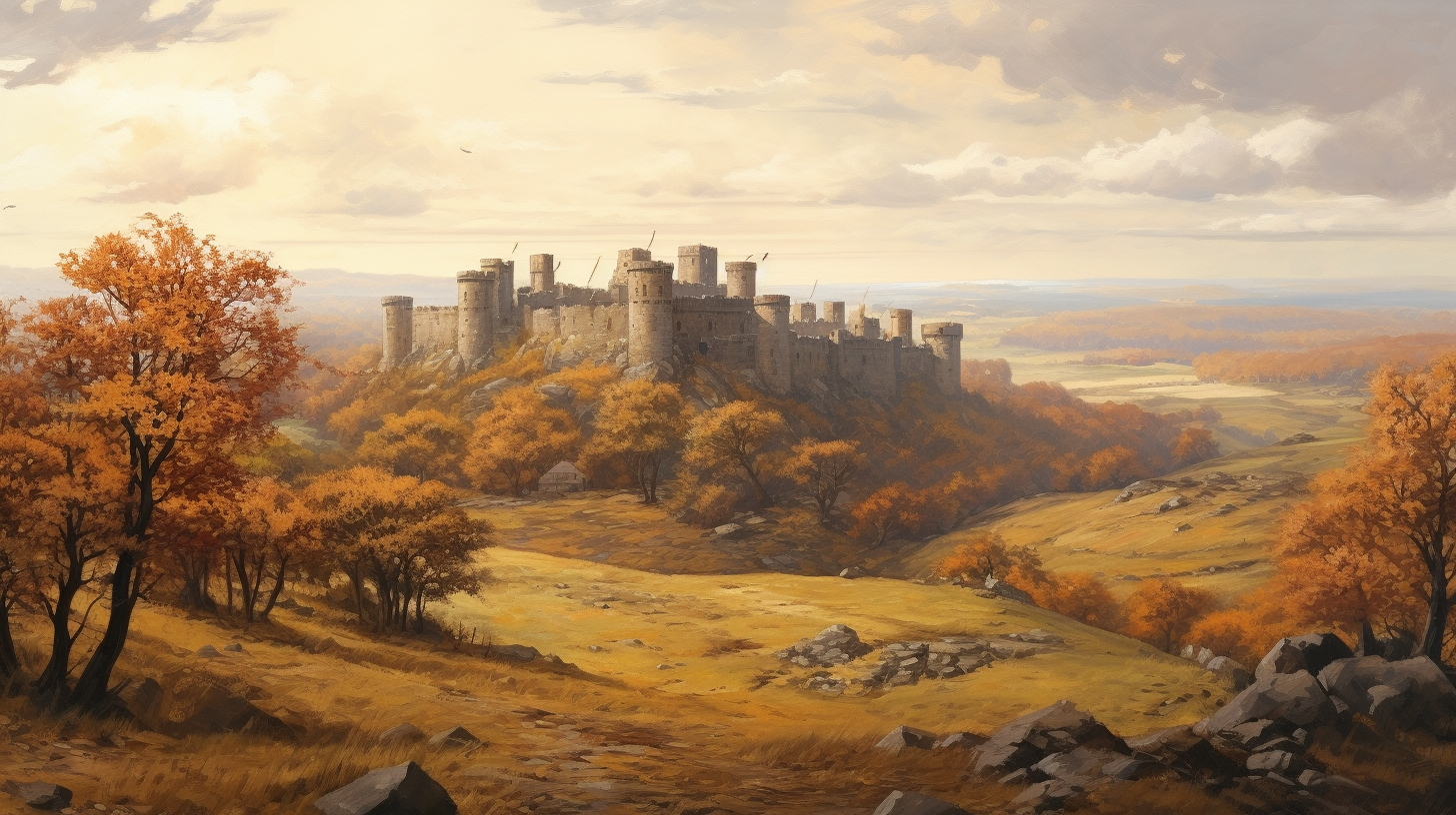 Majestic medieval military fortresses on a gentle hill