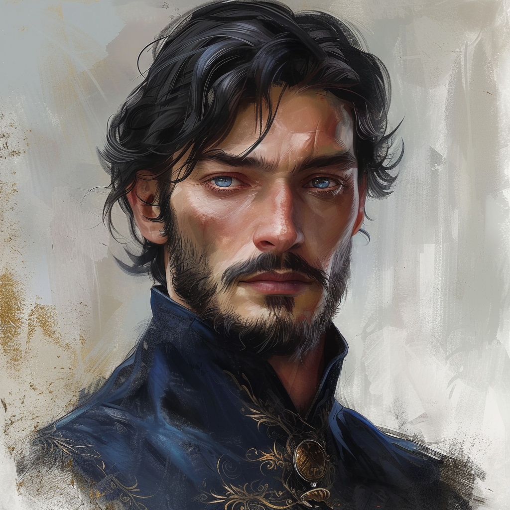 Black short hair medieval noble male character