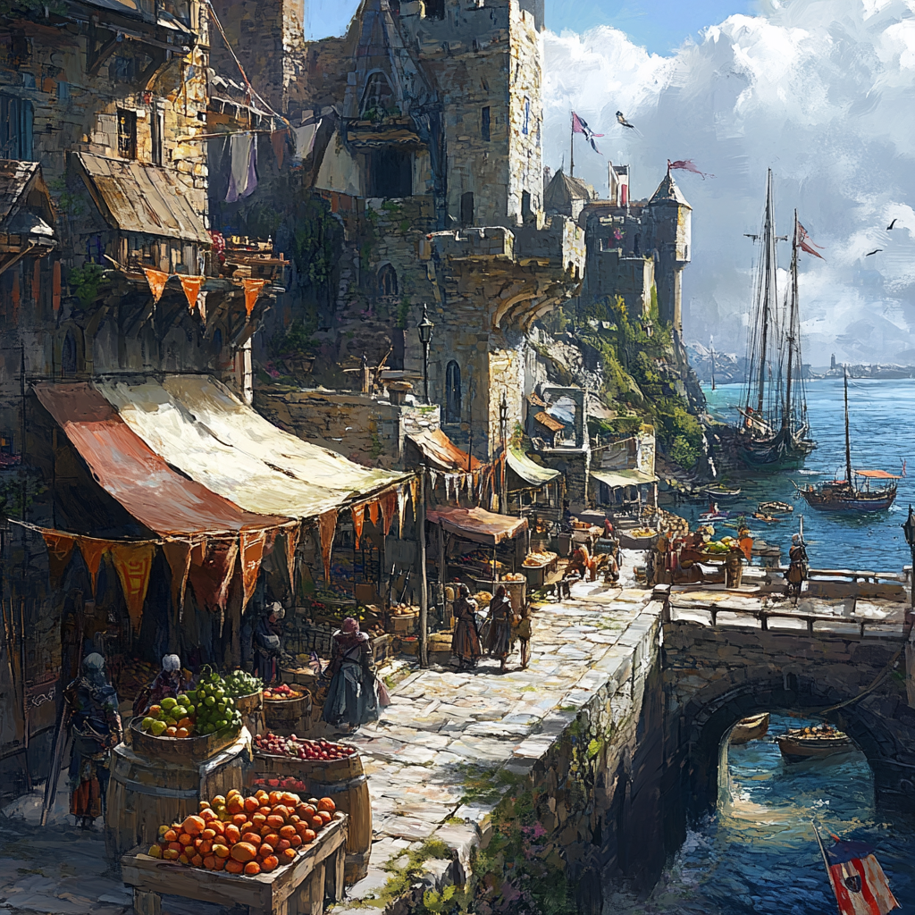 Fantasy medieval port city image