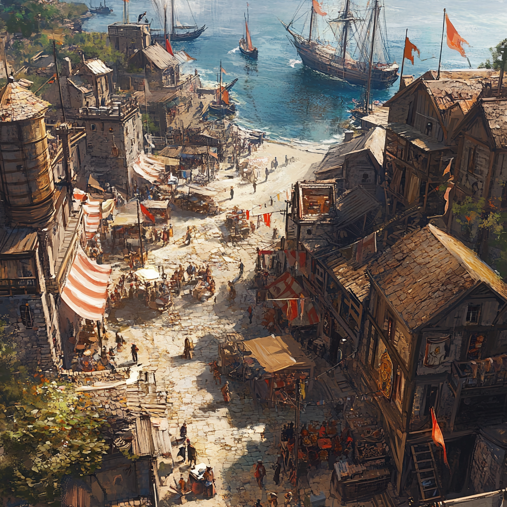 Birds Eye View Medieval Port