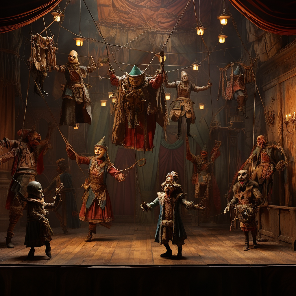 Medieval puppet show in fantasy setting