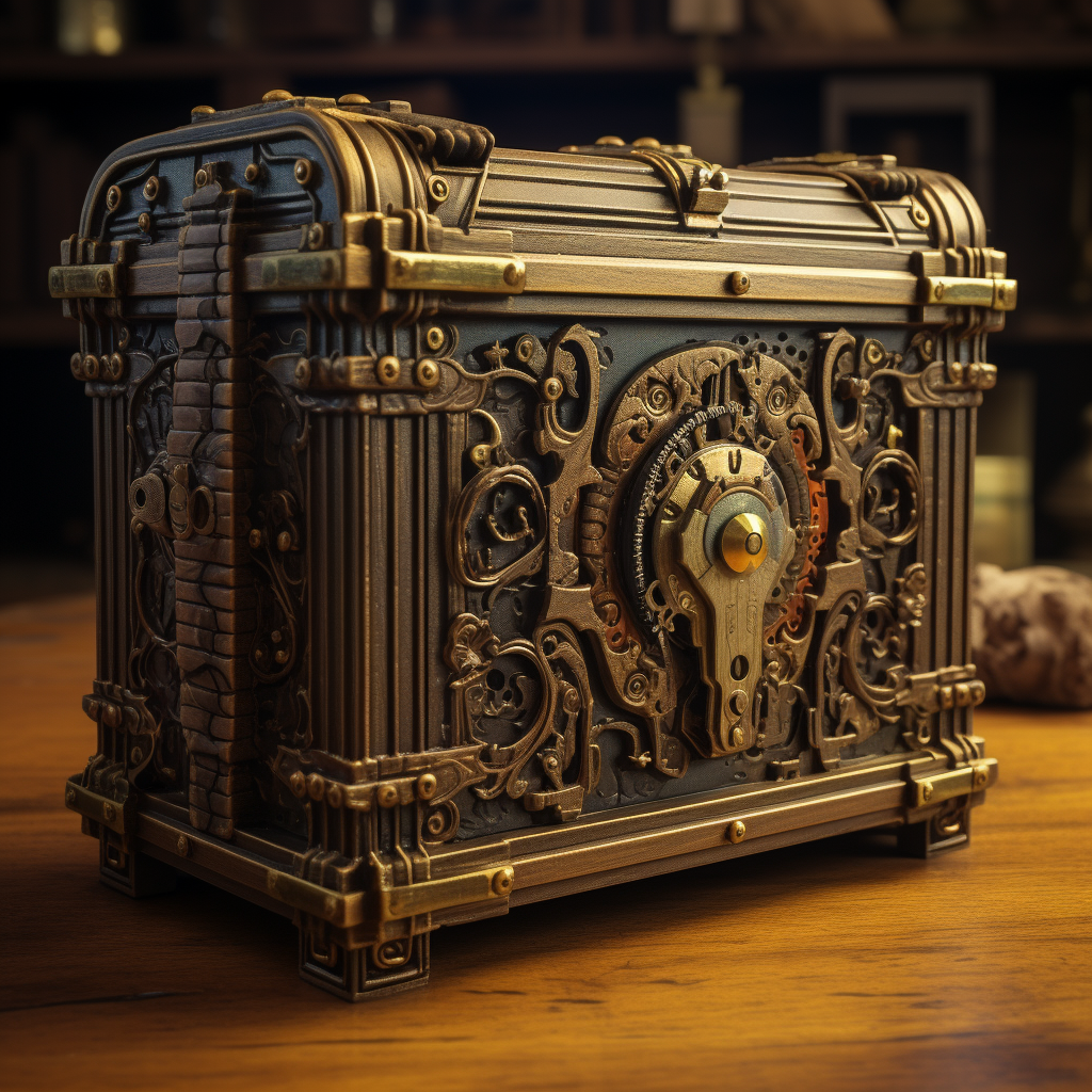 medieval puzzle box with lock