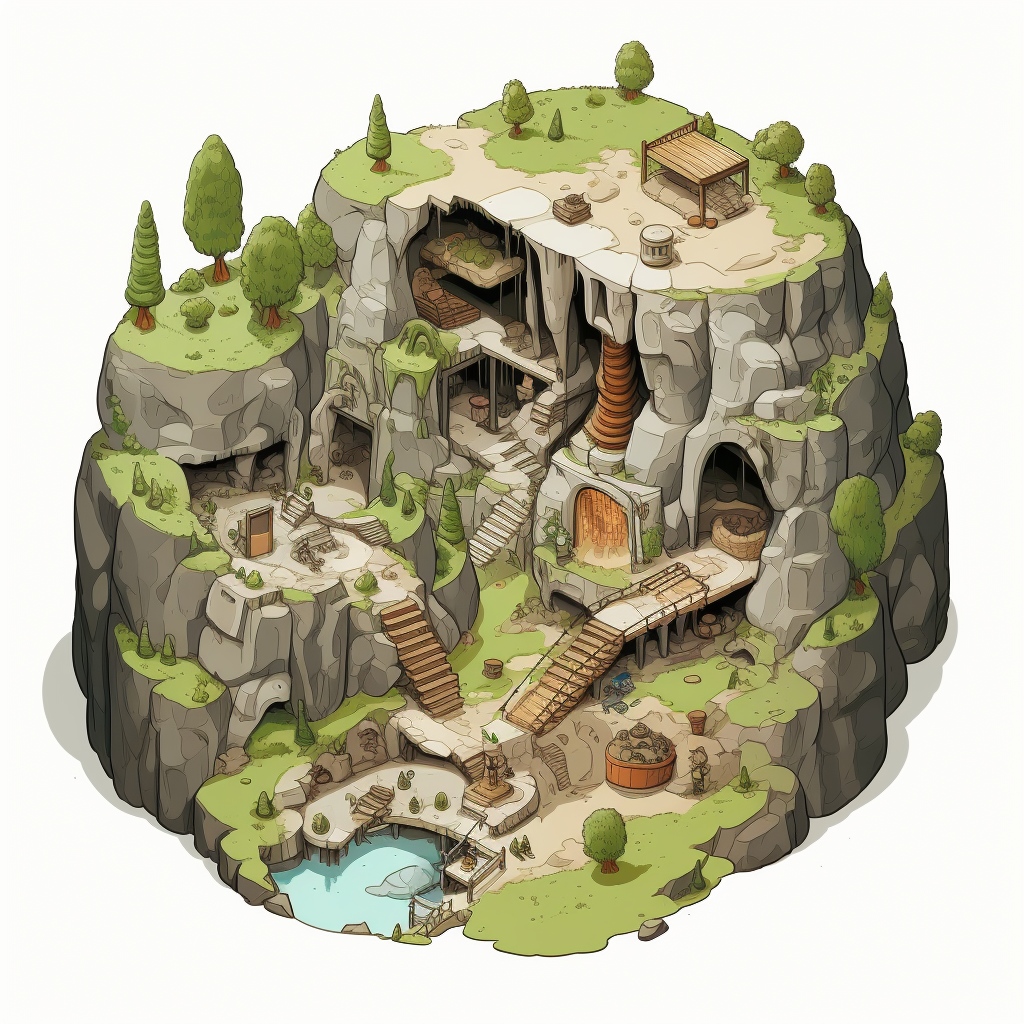 Isometric drawing of medieval spy hideout