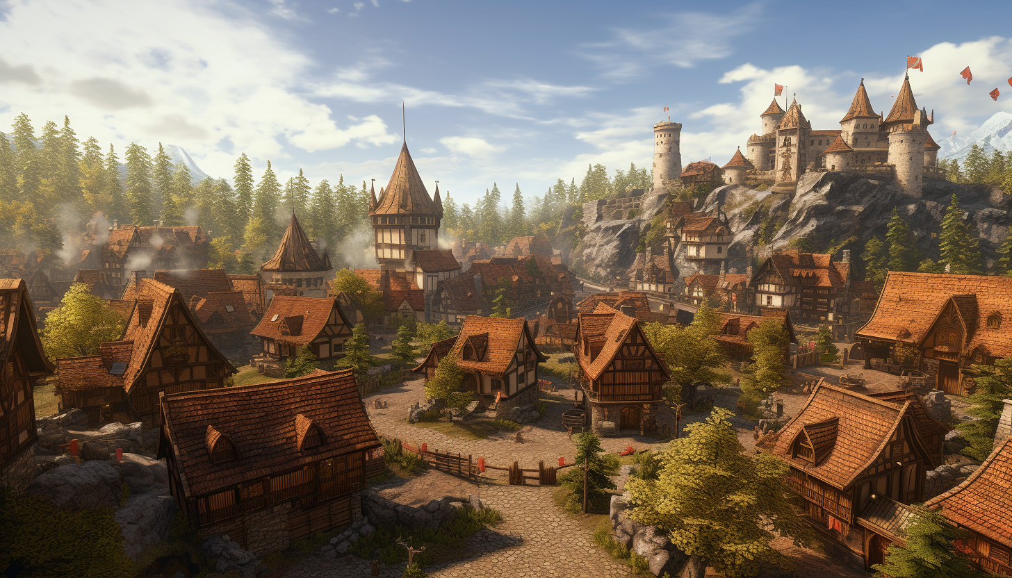 Charming medieval town nestled in a forest