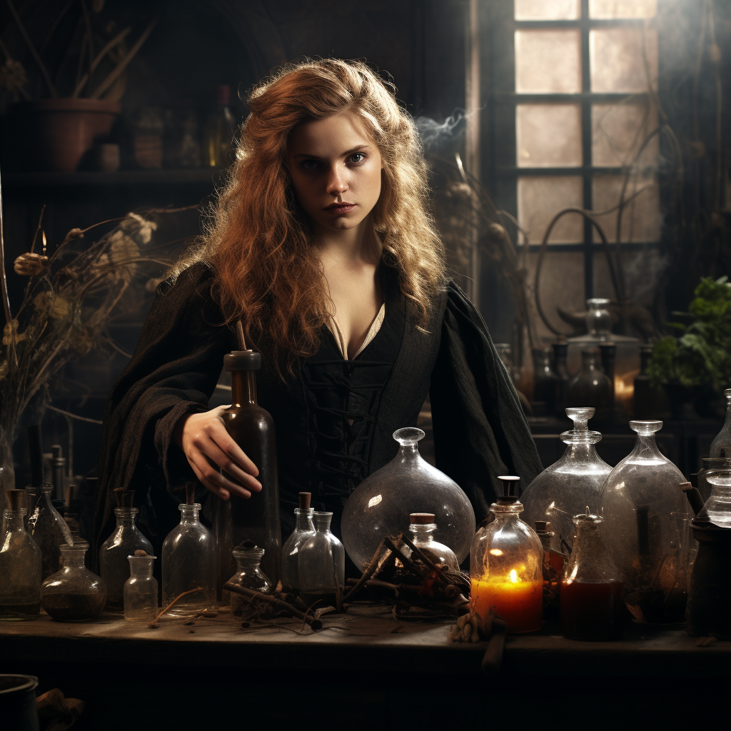 Powerful beserk potions brewed by a medieval witch