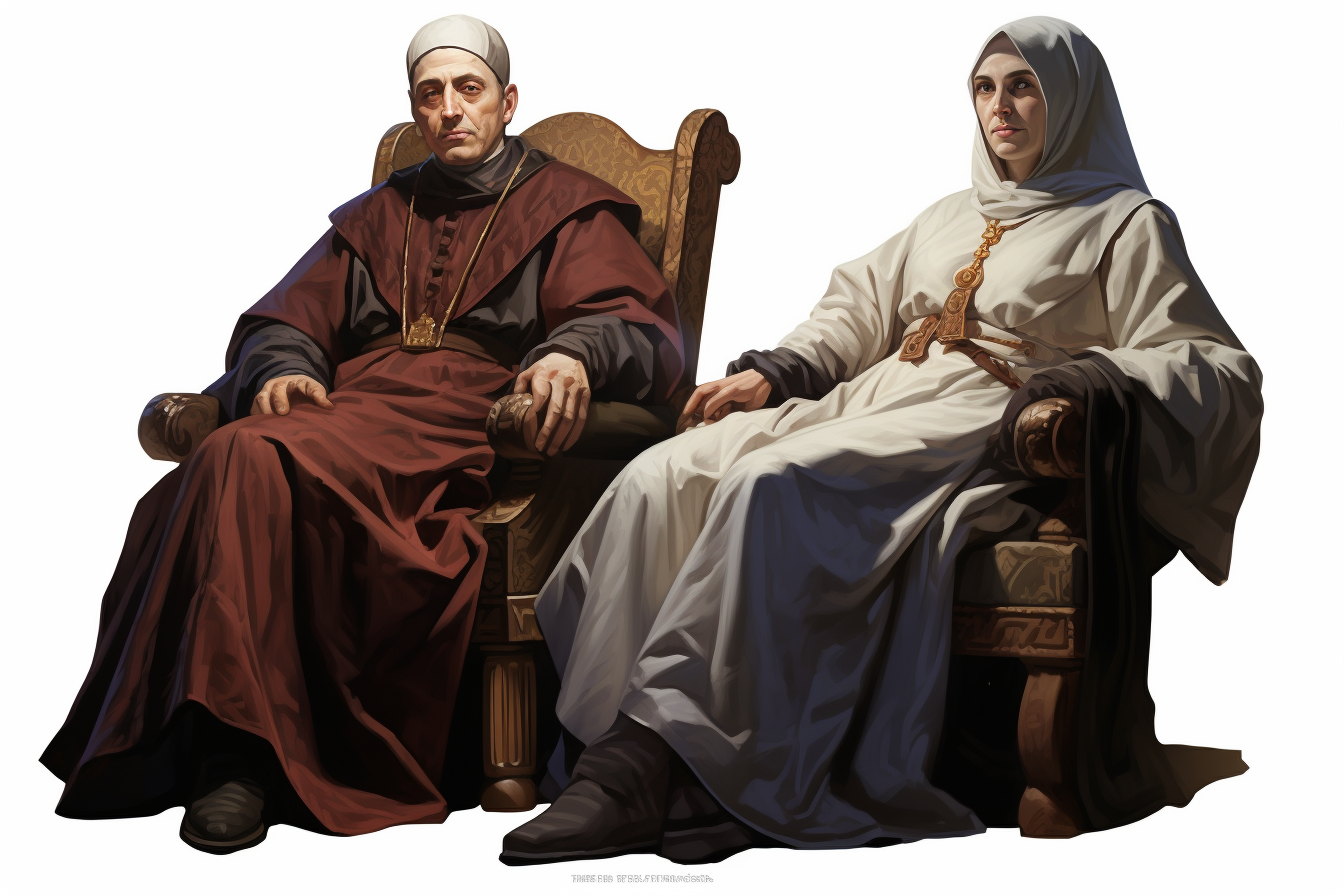 Medieval Abbott and Abbess Throned