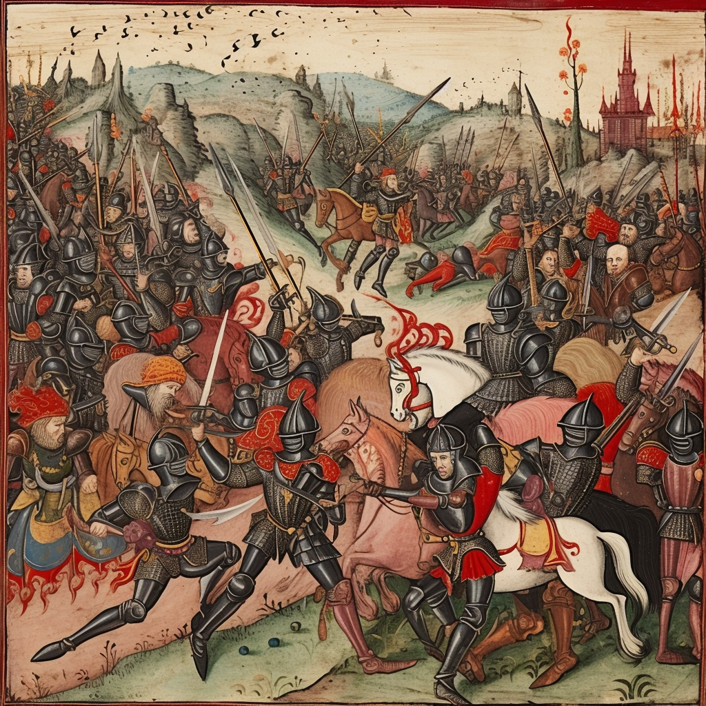 A gripping medieval battle scene