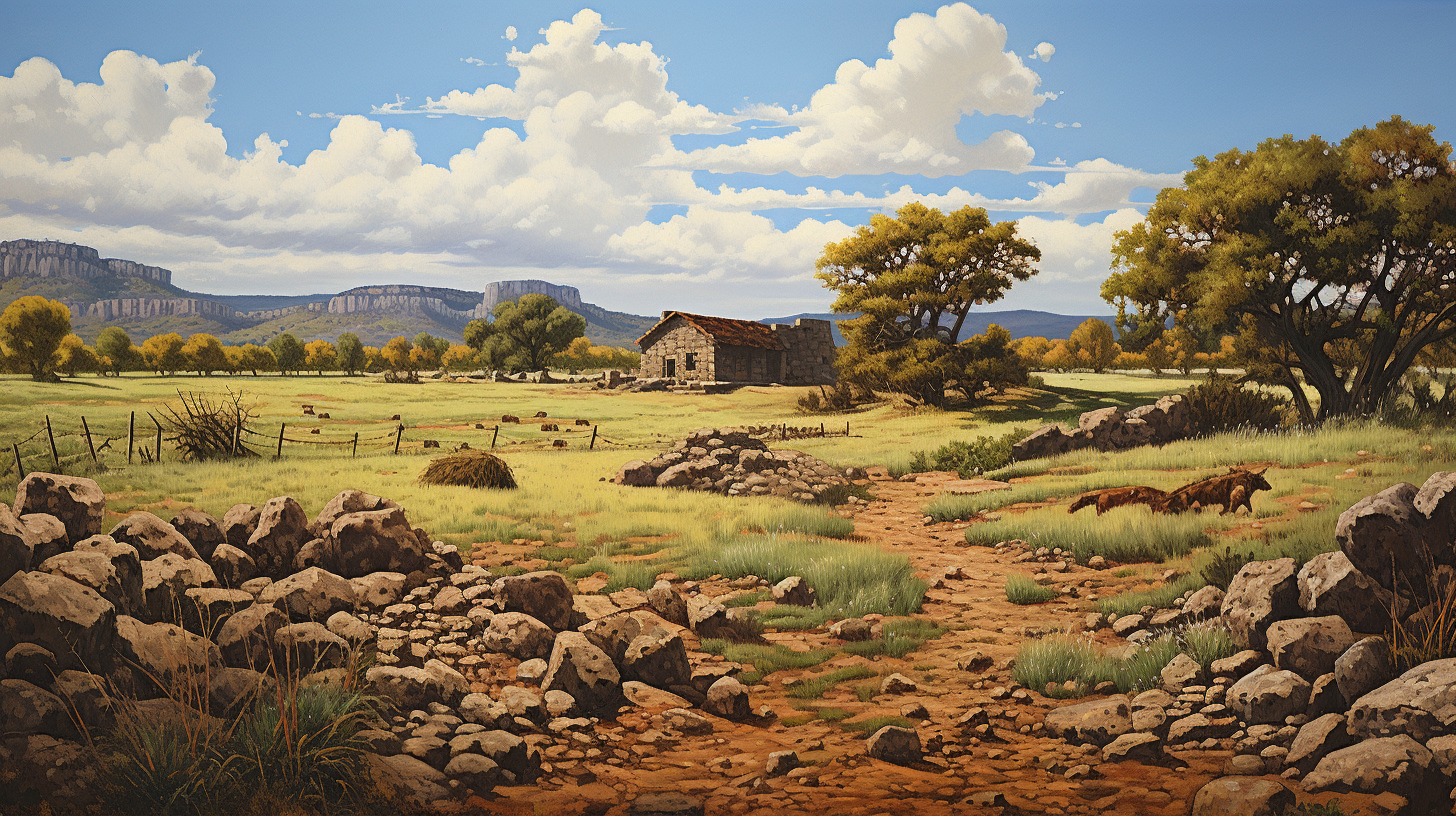 Highly detailed medieval California Texas landscape