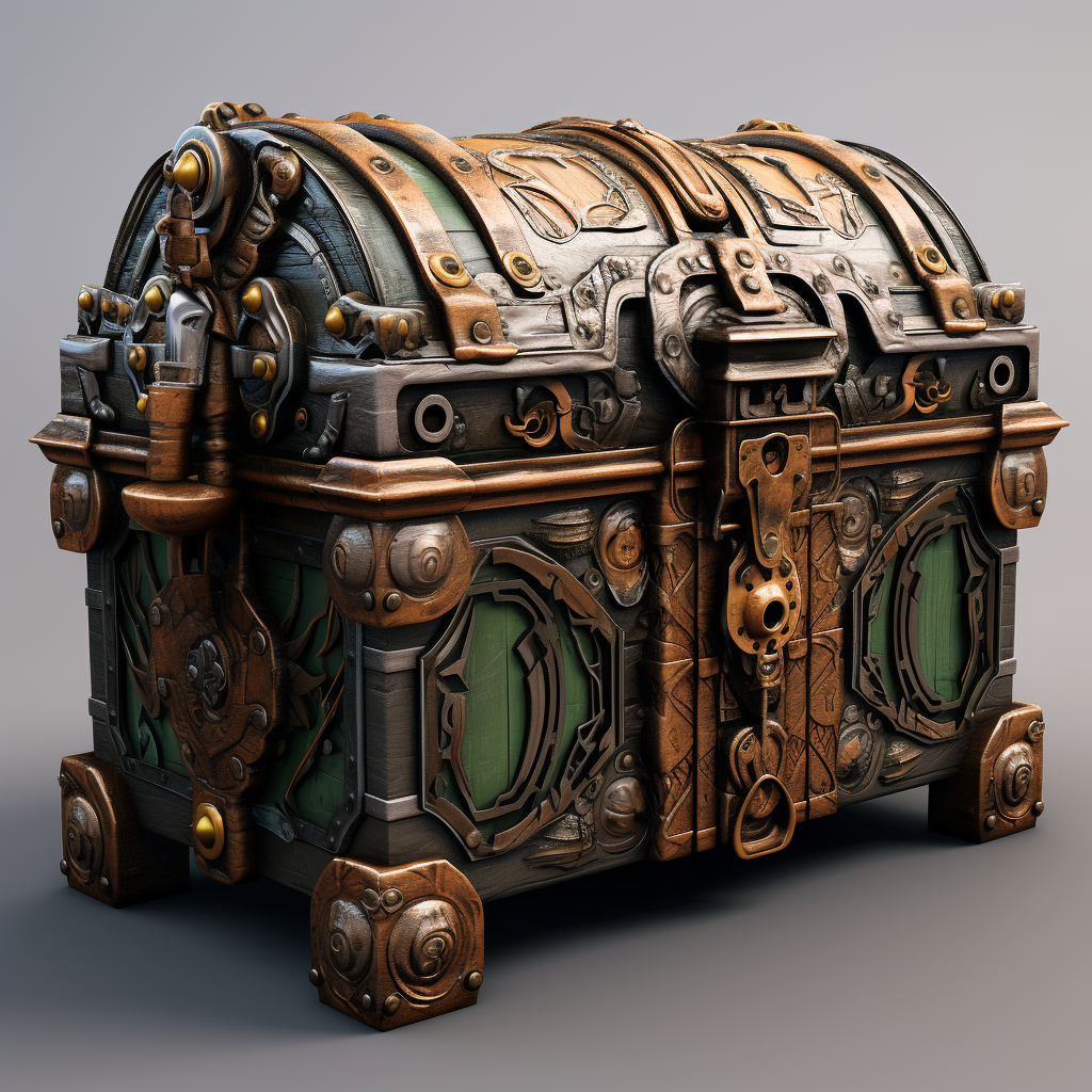 Medieval chest with cyberpunk design