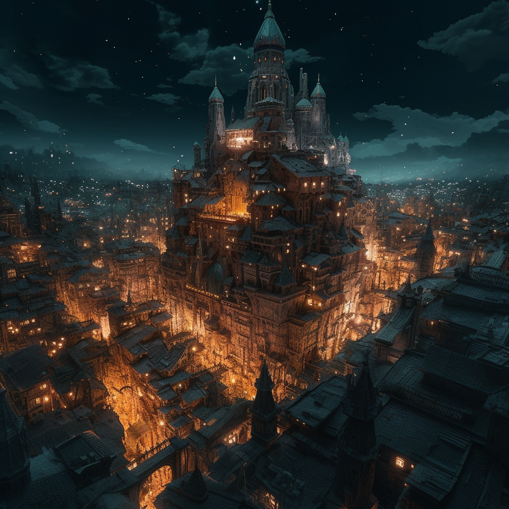 Awe-inspiring medieval city at night