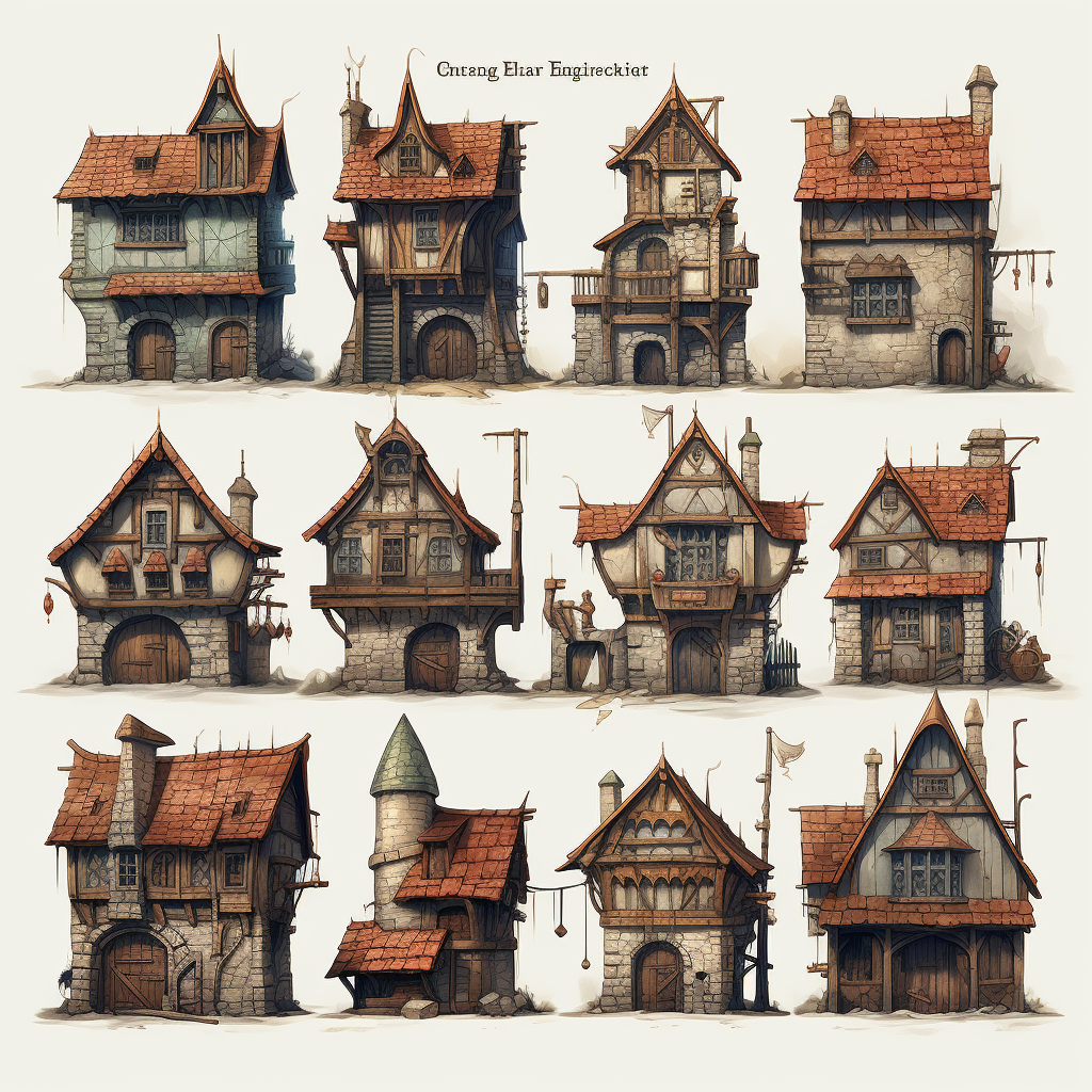 Medieval Fantasy Buildings in Bold Style