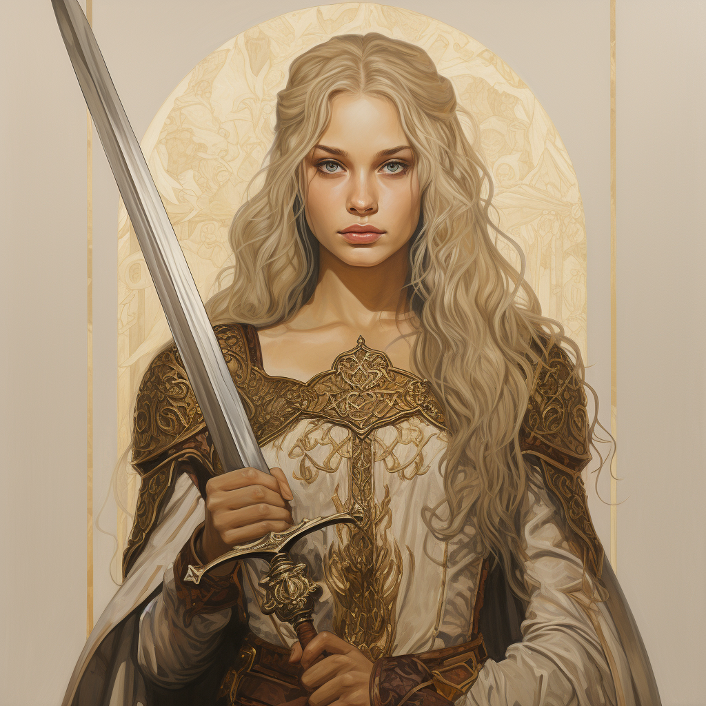 Medieval fantasy princess with long sword