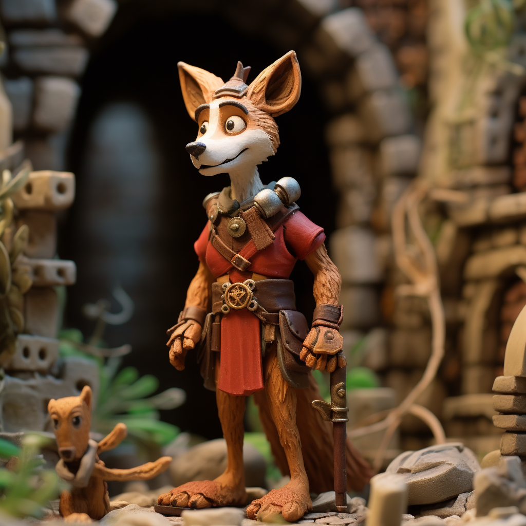 Medieval fox in claymation style