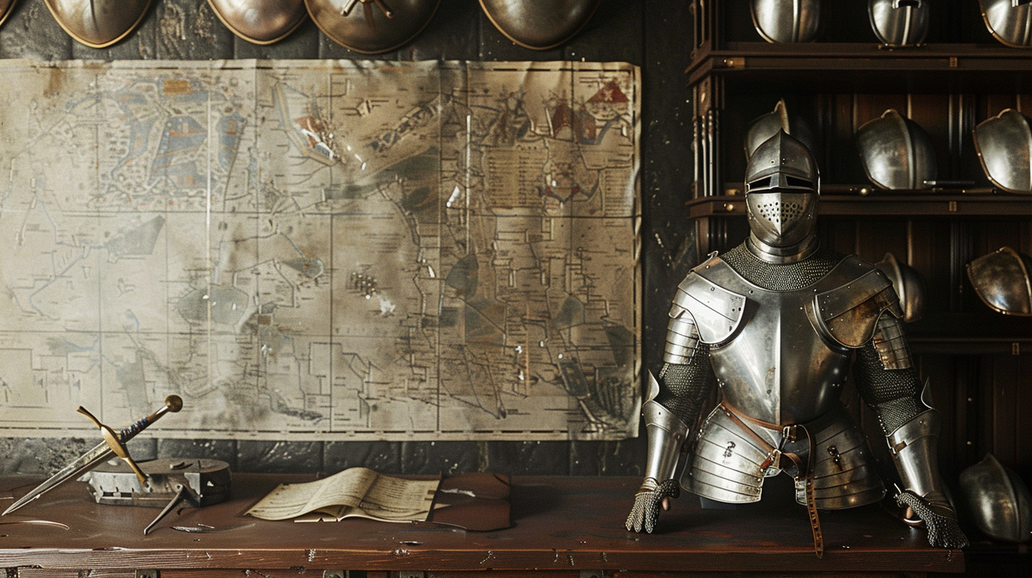 Medieval armor and battle plan