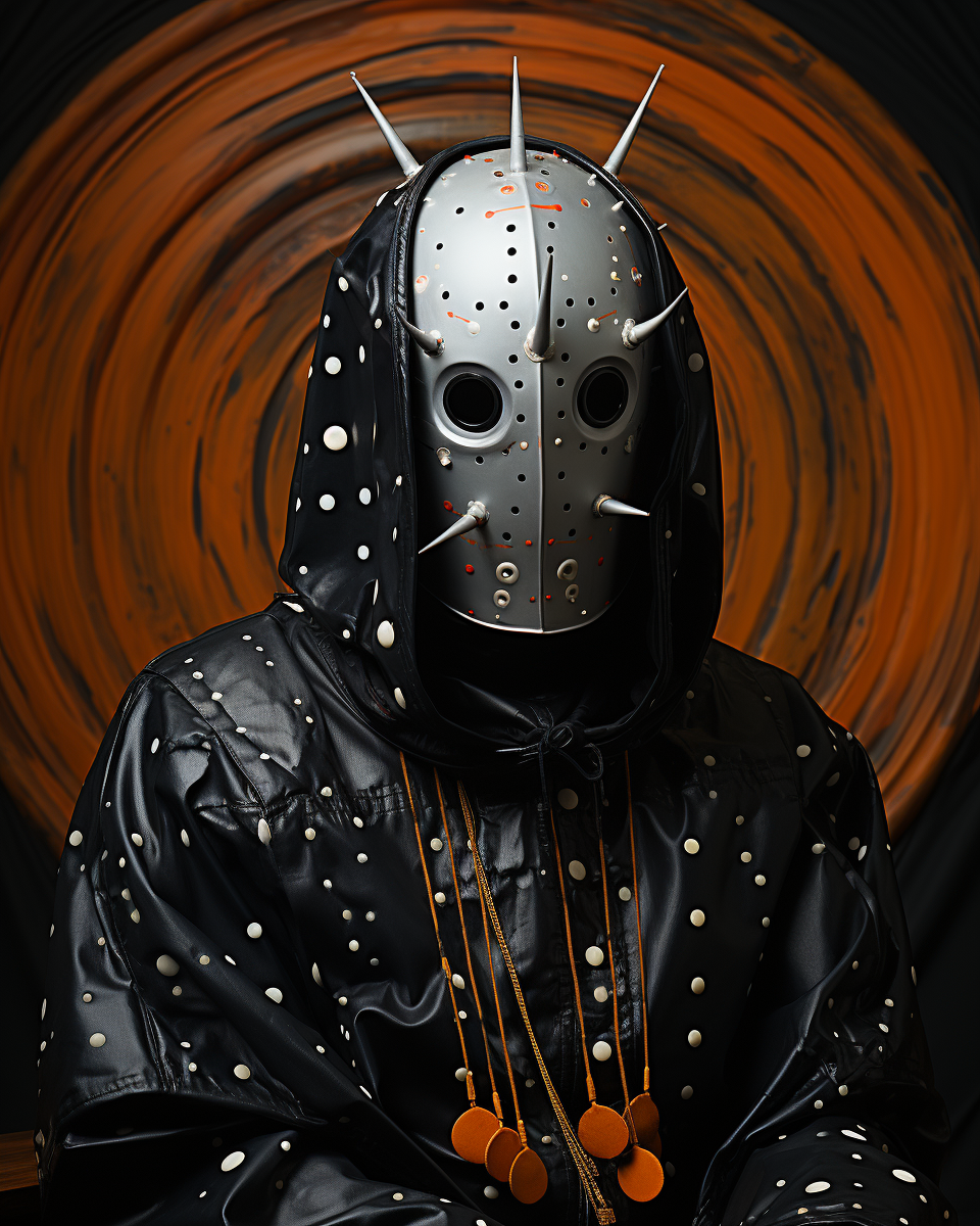 Black hood cultist in polka dot hat