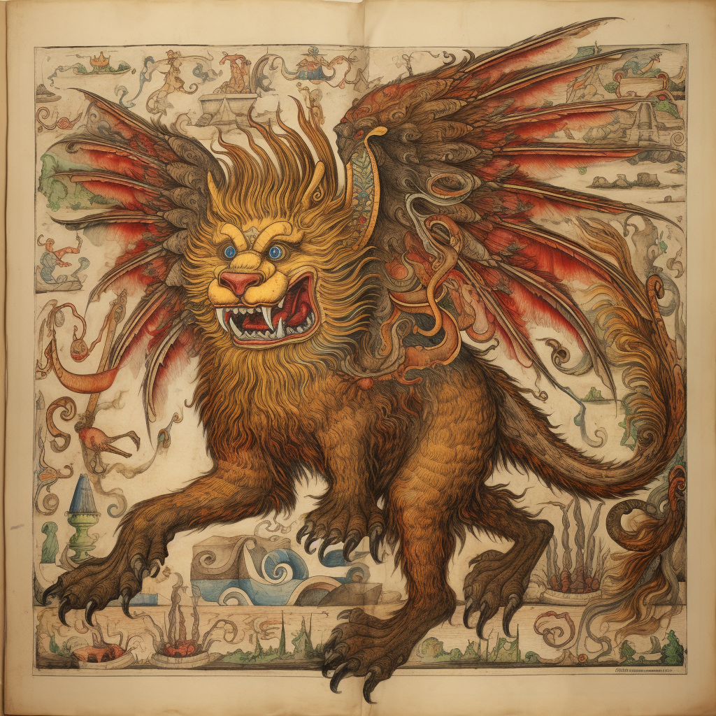 Enchanting chimera in medieval style