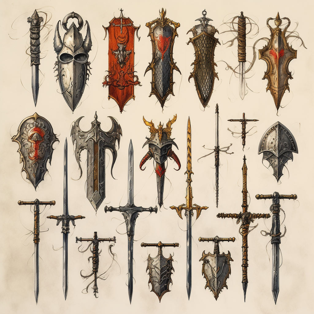 Illustration of Medieval Swords and Shields