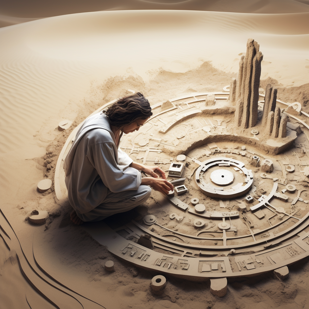 Peaceful sand art with pendulum