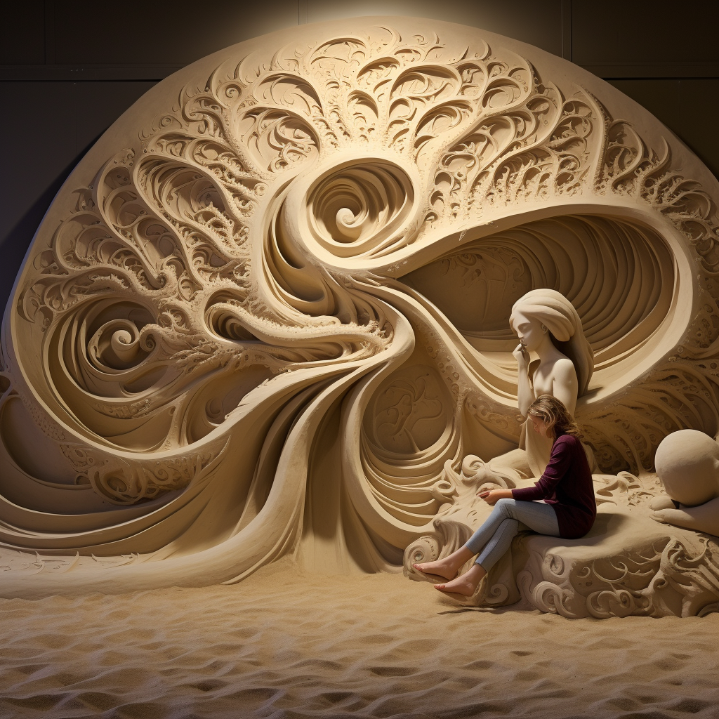 Meditative sand art in a fantasy setting