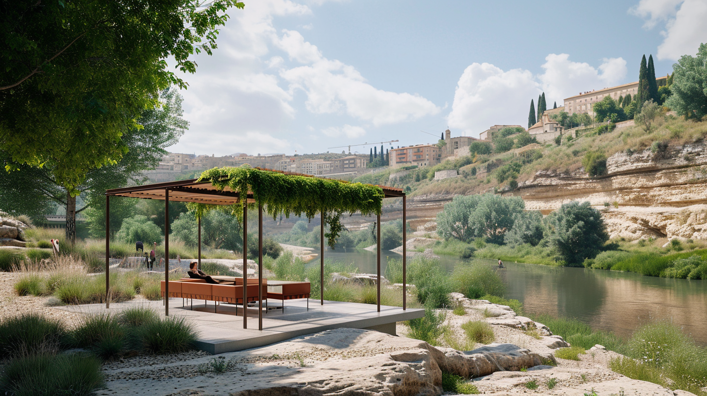 Mediterranean Landscape in Toledo with River and Vegetation