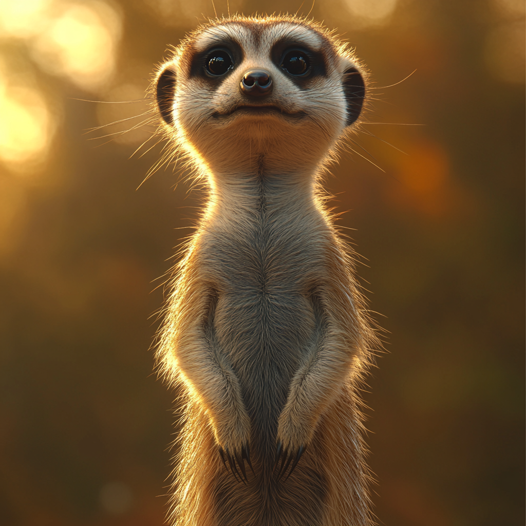 Curious meerkat with wide eyes