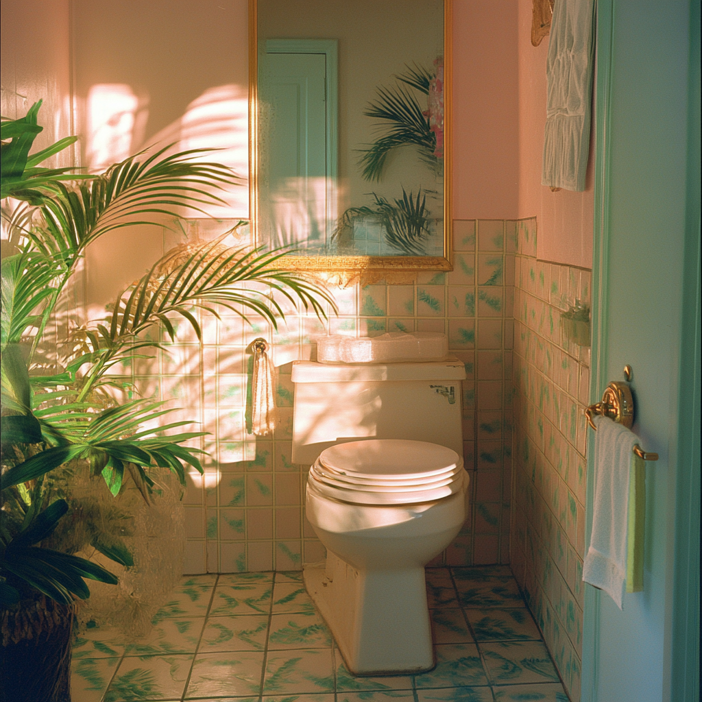 Miami villa bathroom sunset photo