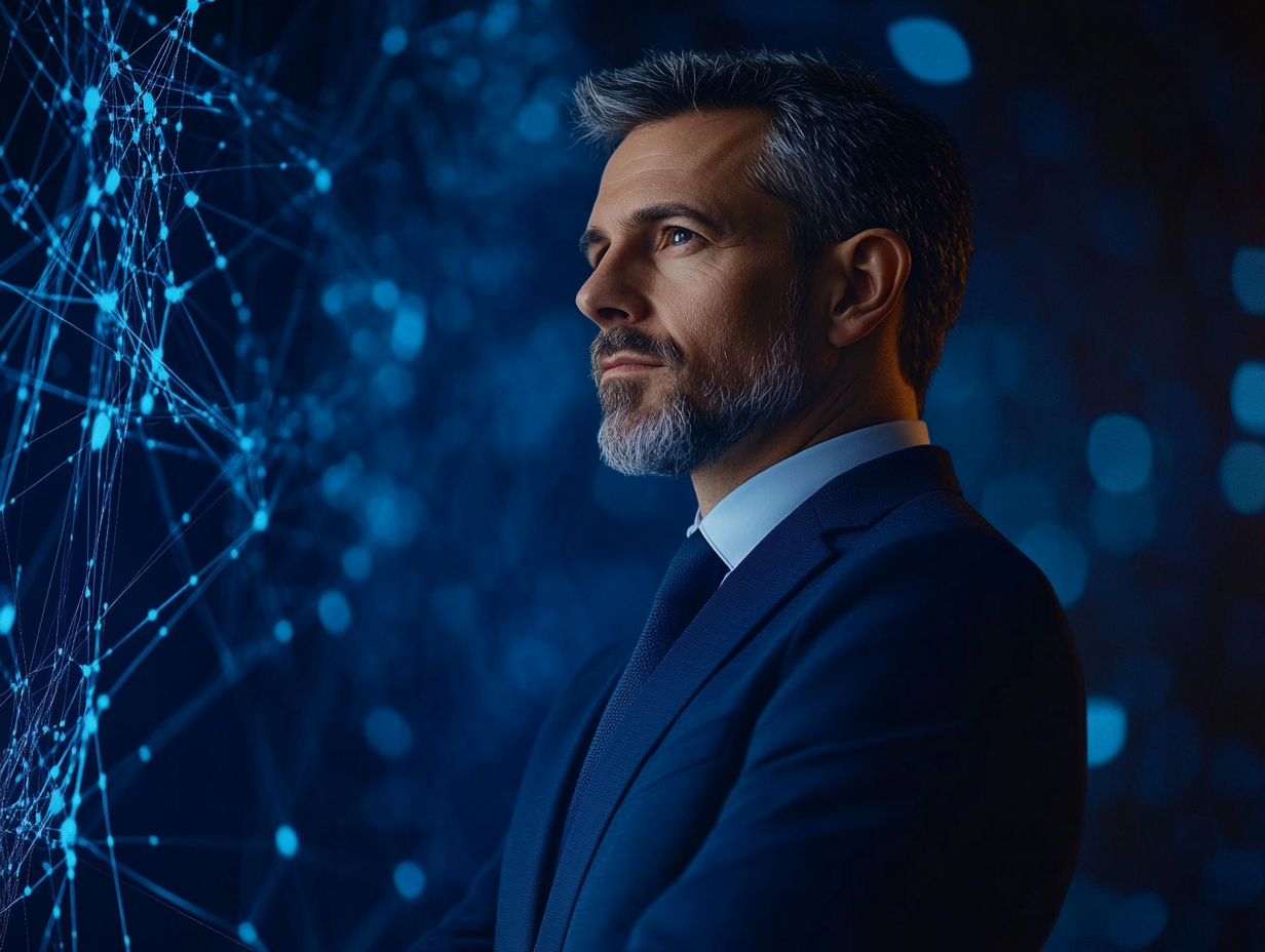 Man in dark blue suit