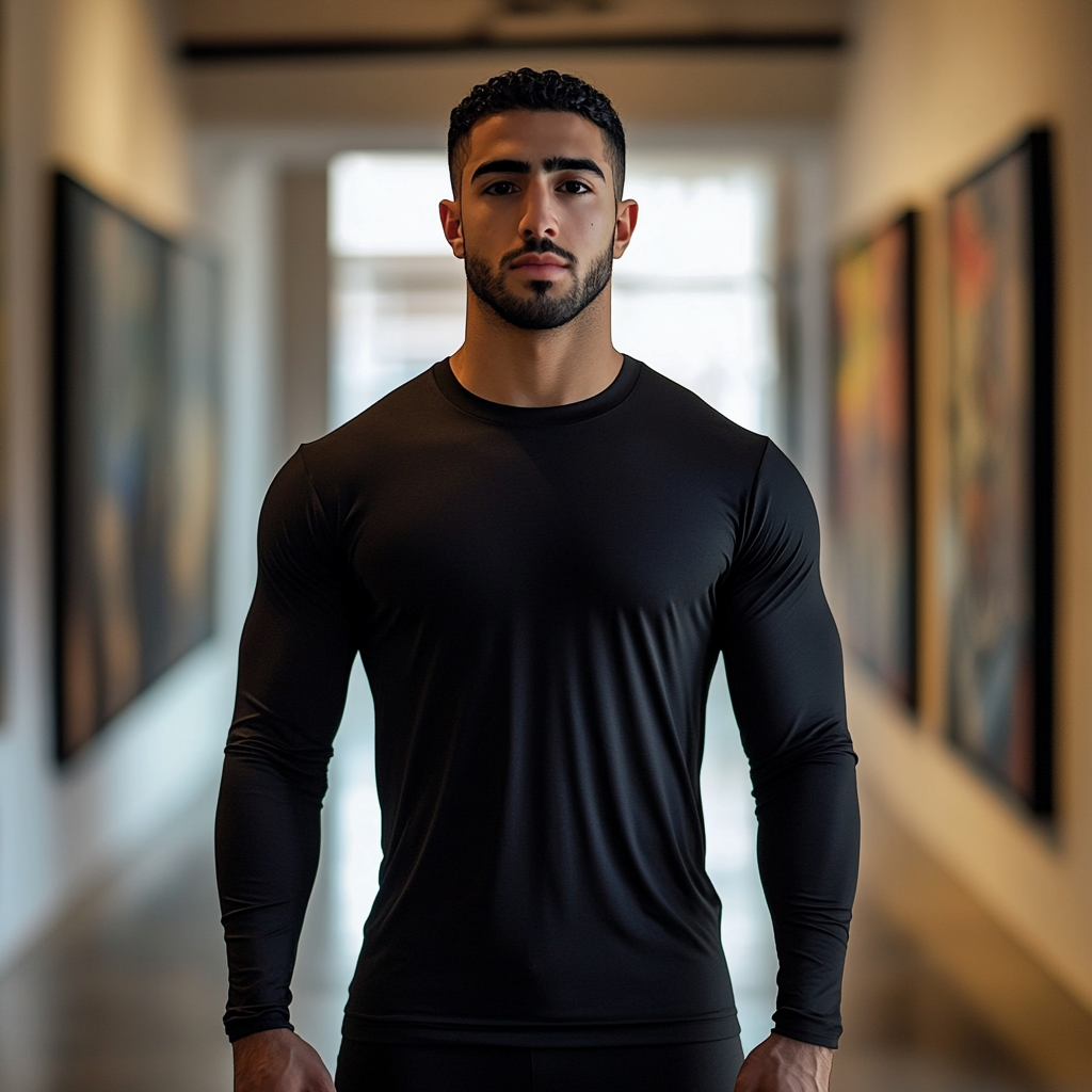 Middle Eastern Male Model in Gildan T-Shirt