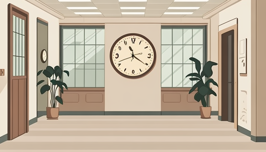 Cartoon Minimalist Office Interior Clock